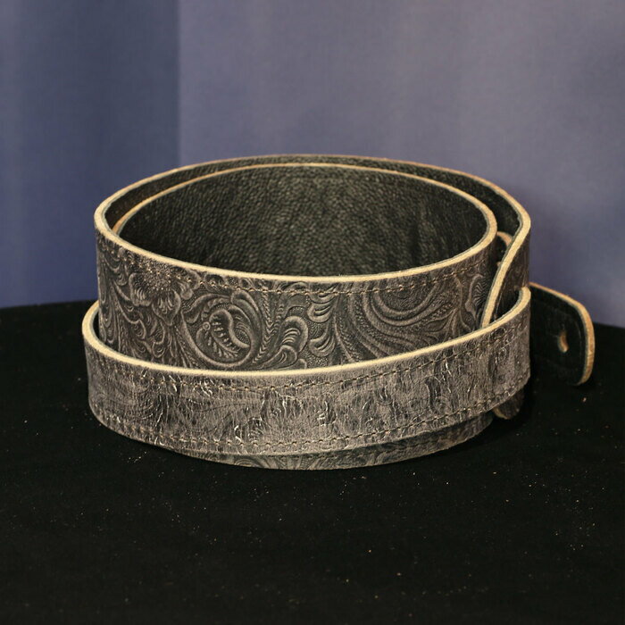 LM PRODUCTS ギターストラップ レザー Classic Leather - Tooled Leather LS-2804T, Slate 革 黒