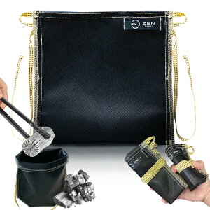 【今ならプレゼントもらえる】 ZEN Camps アッシュキャリー Ash Carry キャンプ ソロキャンプ バーベキュー BBQ アウトドア Sサイズ(幅24 X 高さ25cm) 火消し袋 安心安全に炭を持ち帰れる 炭 処理 耐熱性 難燃性 コンパクト