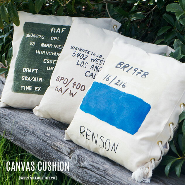 CANVAS CUSHION COVER/ キャンバスクッション カバーWEST VILLAGE TOKYO ウエストビレッジトーキョー 8号帆布 キャンバス クッション カバー