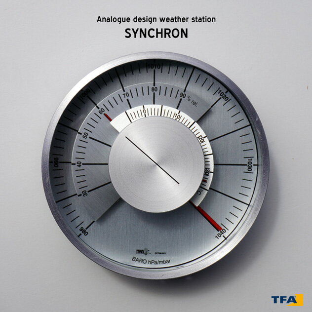 SYNCHRON ( Analogue design weather station ) / シンクロン アナログデザインウェザーステーション TFA Dostmann/ TFAドストマン 直径13cm 気象計測器 温度計 気圧計 湿度計 ドイツ製 tsukuda & co 佃企画