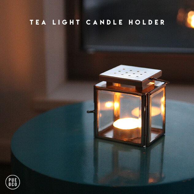 TEA LIGHT CANDLE HOLDER / ティー ライト キャンドル ホルダー PUEBCO / プエブコ W7.8cm×D5.8cm×H8.8cm クリアー シンプル キャンドル ホルダー ガラス キャンドルスタンド ろうそく立て ティーライトキャンドル ランタン キャンドルライト 野外可 キャンプ