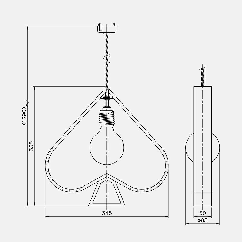 APROZ / アプロス SWARD (Spade) / ソワード (スペード) 日本製 トランプ 天井照明 100W ペンダント ライト 1灯 間接照明 北欧 玄関 おしゃれ シンプル 子供部屋 工事不要 天井照明 木 無垢 AZP-706の商品画像 3