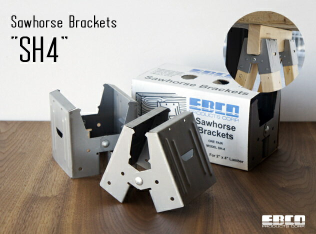 Sawhorse Brackets “SH4” / ソーホース ブラケット “SH4” 1set(2個入り) EBCO エブコ テーブル脚 2x4材 ツーバイ材用 DIY 什器 MADE IN USA detail