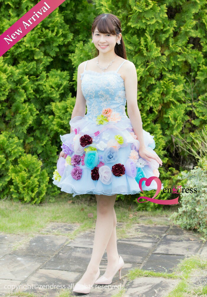 【新作】ウエディングドレス_fm603b_花嫁ドレス_ミニドレス_パーティードレス_二次会ドレス_お花ドレス