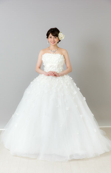 【サイズオーダー】ウエディングドレス fw602w 花嫁二次会ドレス ロングドレス パーティードレス 二次会ドレス お花ドレス ステージドレス ブライダル 簡単サイズオーダー 海外挙式