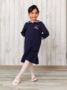 袖短め 子供 キッズ ジュニア　セーラー 襟 セーラー服 ジップアップ ワンピース バレエ レッスン着 パーカーワンピース 110 120 130 140 150