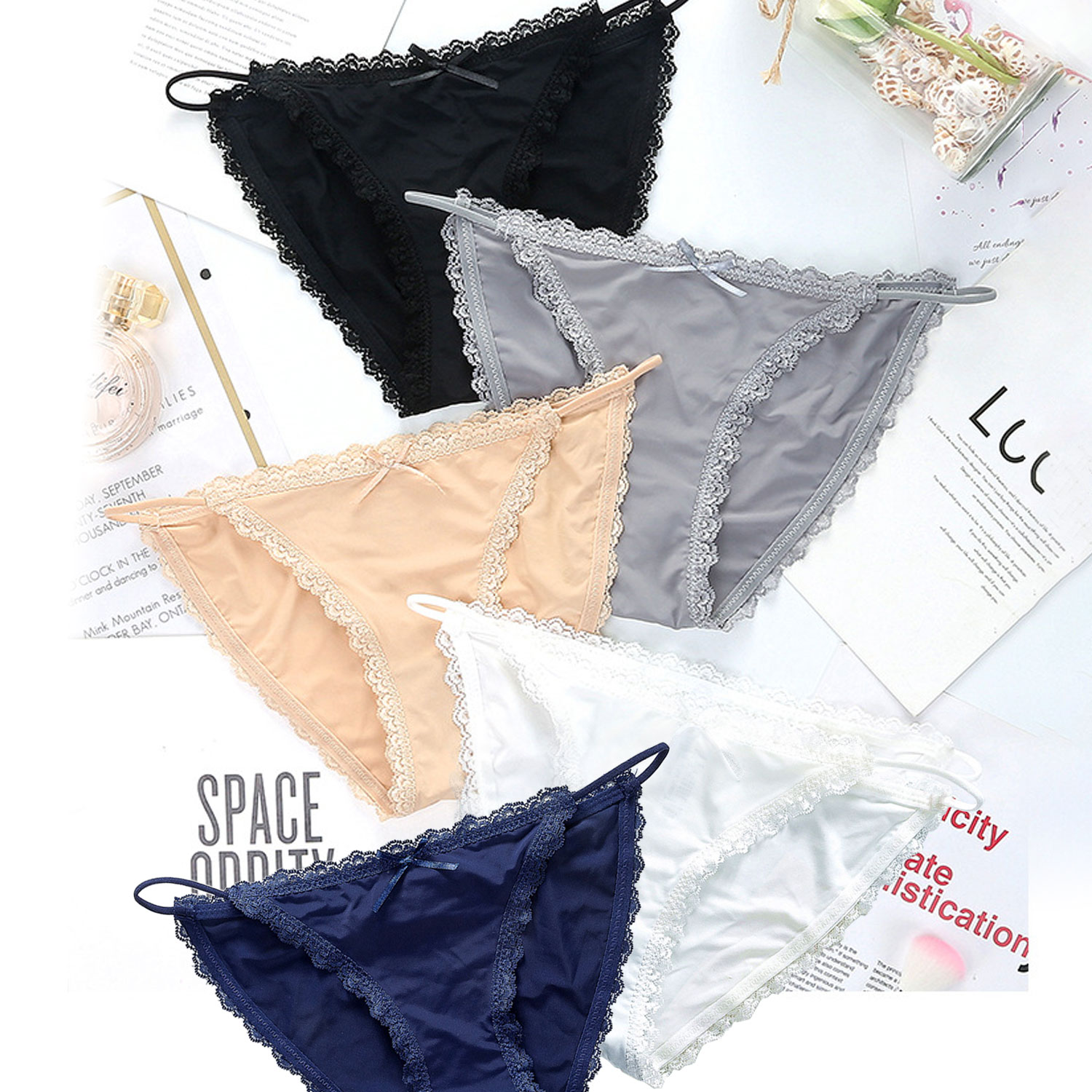 [DIAFELIZ] ふんどしパンツ レディース 2枚セット ショーツ セクシー デザイン 褌 ブラック ホワイト グレー ベージュ ネイビー