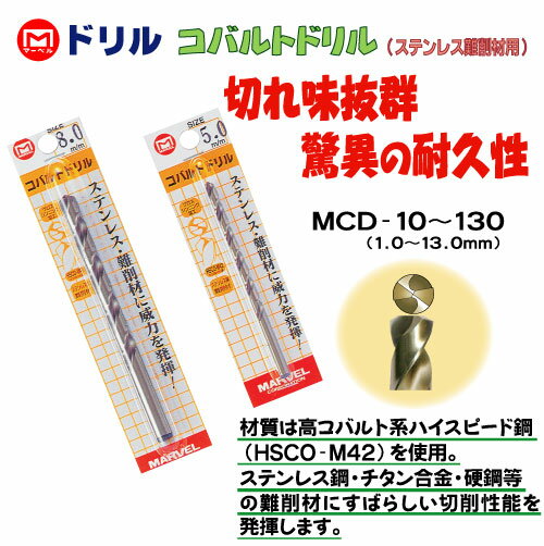 コバルトドリル（ステンレス・難削材用）　2.0mm　　MCD-20