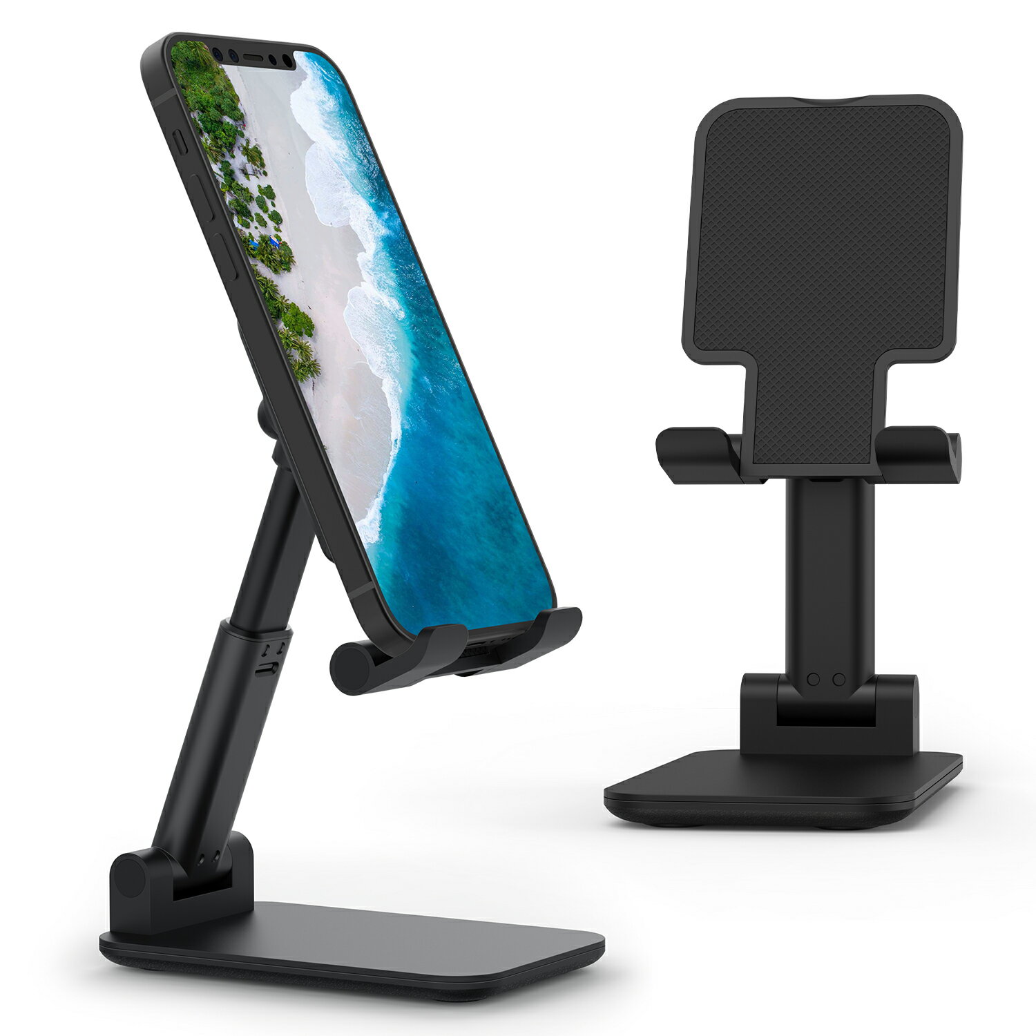 スマホスタンド 卓上 携帯スタンド ホルダー タブレット スマホ スマートフォン角度高さ調整可能 滑り止め コンパクトホルダー PCホルダー 携帯電話 ホワイトiPadス 横 縦 滑り止めシリコン 安