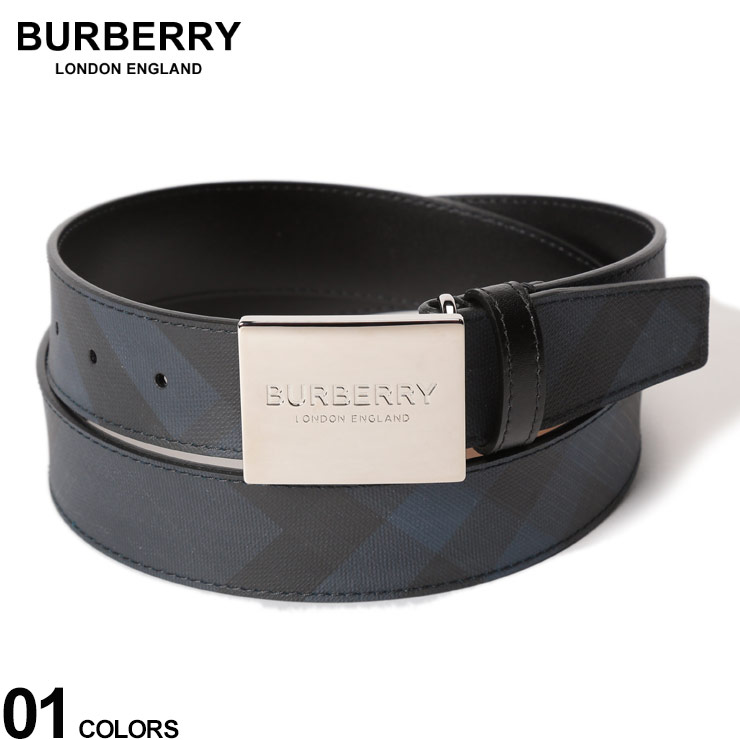 バーバリー BURBERRY ベルト レザー プレートバックル ロンドンチェック NAVY ブランド メンズ レザーベルト チェック ロゴ BB8015581F9 SALE_6_a