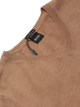 ヒューゴ ボス メンズ ニット HUGO BOSS セーター ハイゲージ ウール100％ Vネック BEIGE ブランド トップス キャメル HBMELBAP9F