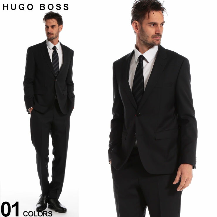 ヒューゴ ボス メンズ スーツ HUGO BOSS ウール マイクロジャガード シングル 2ツ釦 2B REGULAR FIT 黒 ブランド ビジネス ノータック レギュラーフィット HBRJS10198644 SALE_2_d