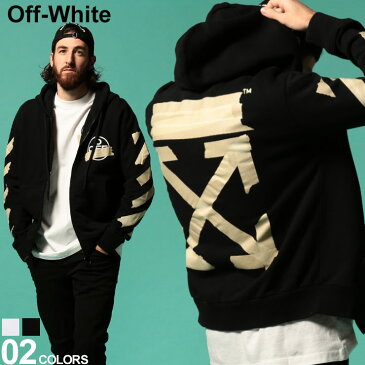 オフホワイト メンズ パーカー OFF-WHITE スウェット 裏起毛 フード フルジップ バックプリント TAPE ARROWS SLIM ブランド トップス ジップパーカー スエット テープアロー OWBE01R20E30002 SALE_1_e