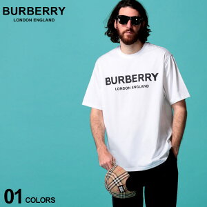 バーバリー メンズ Tシャツ 半袖 BURBERRY ロゴ プリント クルーネック 白 ブランド トップス コットン BB8026017