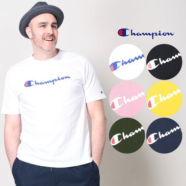 大きいサイズ メンズ Champion (チャンピオン) 綿100％ スクリプトロゴ クルーネック 半袖 Tシャツ カジュアル トップス シャツ ベーシック プリント コットン C3P302L