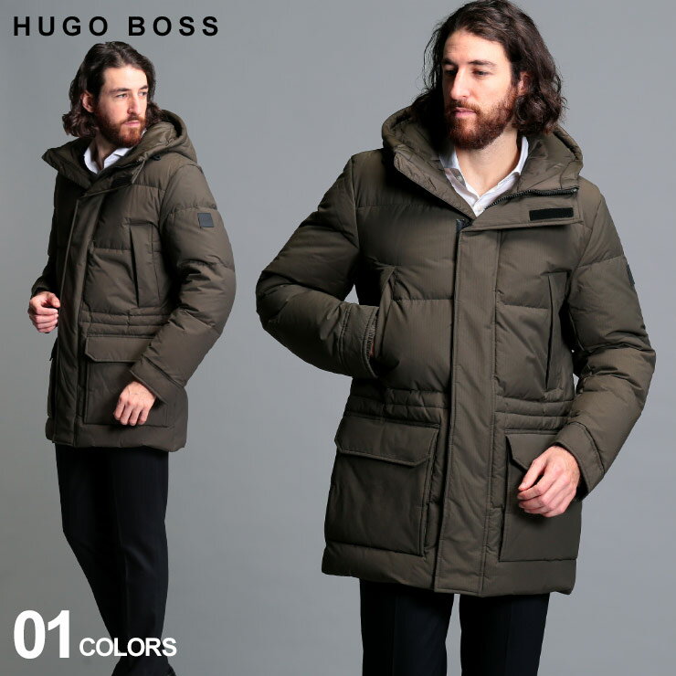 ヒューゴボス メンズ ダウンジャケット HUGO BOSS フード ダウン パーカー ブルゾン ブランド アウター ミドル丈 HBDOMER10228851