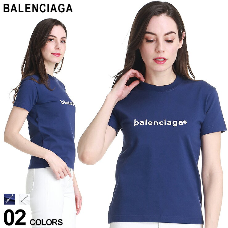 バレンシアガ レディース Tシャツ BALENCIAGA ロゴ プリント クルーネック 半袖 new copyright ブランド トップス ロゴT コットン BCL612964TIV54のサムネイル