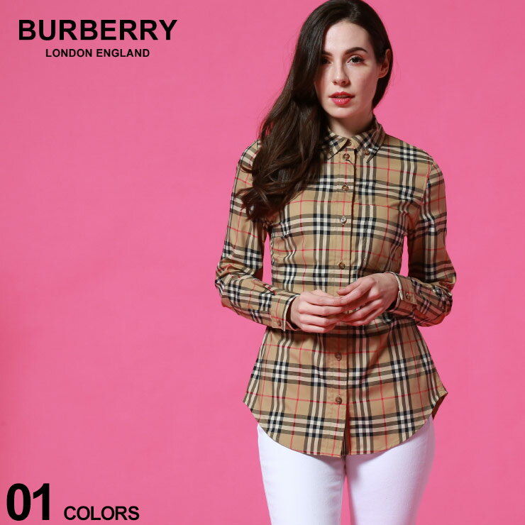 バーバリー レディース シャツ BURBERRY チェック ボタンダウン 長袖 ブランド トップス チェックシャツ コットン BBL8022284 SALE_8_a