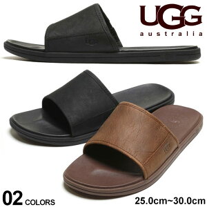 アグ オーストラリア メンズ UGG Australia レザー スライドサンダル SEASIDE SLIDE LUGGAGE BLACK ブランド レザーサンダル UGG1117656