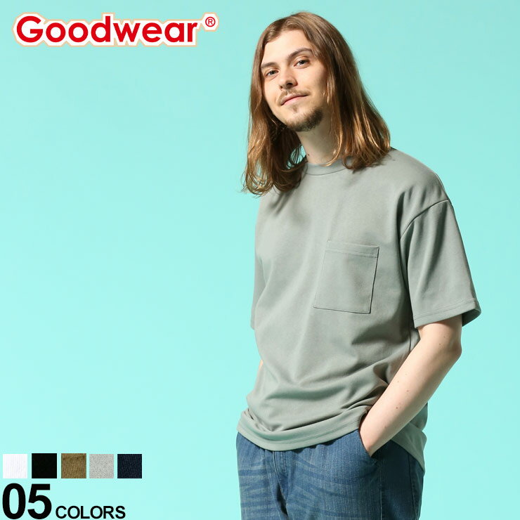 グッドウェア Tシャツ Goodwear USAコットン 吸水速乾 ポケット クルーネック BIG 半袖 Tシャツメンズ 男性 トップス シャツ Tシャツ クルー 半袖 ポケT 無地 春 夏 ベーシック コットン ゆったり 2W711216 2W7-11216