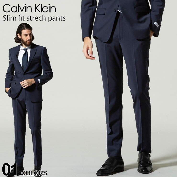 カルバンクライン メンズ Calvin Klein ストレッチ ノータック ウール スラックス ブランド メンズ ビジネス ボトムス CKJEROMEJ1Y0003 SALE_3_a