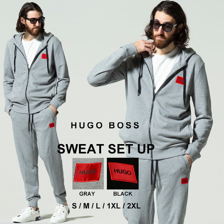 ヒューゴボス メンズ HUGO BOSS セットアップ ロゴ プリント スウェット パーカー パンツ ブランド スエット 上下セット HBDOAK10231445 SALE_1_e