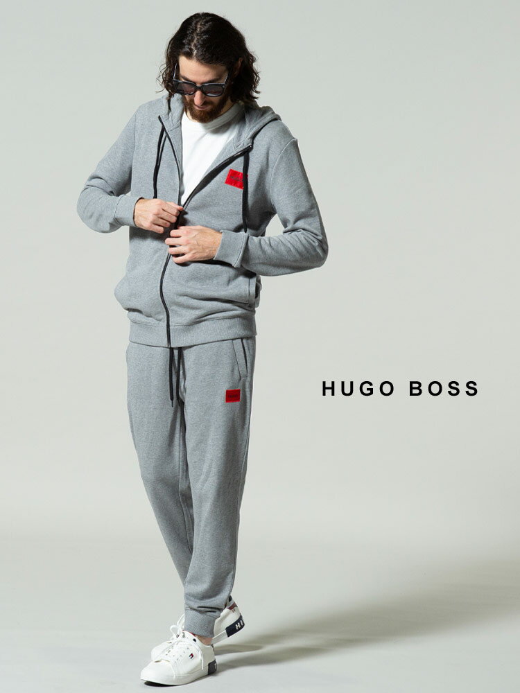 ヒューゴボス メンズ HUGO BOSS セットアップ ロゴ プリント スウェット パーカー パンツ ブランド スエット 上下セット HBDOAK10231445 SALE_1_e