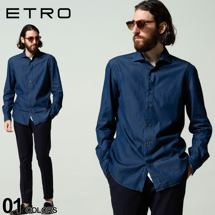 エトロ メンズ ETRO コットン デニム 長袖 シャツ ブランド トップス デニムシャツ ドレスシャツ ET1K3669601 24ss_denim