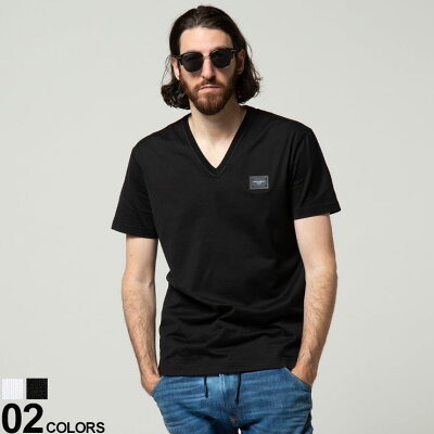 【限定クーポン配信中】 ドルチェ&ガッバーナ Tシャツ メンズ DOLCE&GABBANA ロゴプレート Vネック 半袖 Tシャツブランド メンズ 男性 トップス Tシャツ 半袖 シャツ DGG8KK0TFU7EQ SALE_1_a