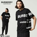 バーバリー バーバリー Tシャツ メンズ BURBERRY ブランド ホースフェリー プリント 半袖 オーバーサイズ ビックシルエット トップス シャツ 黒 クロ ブラック BB8040694