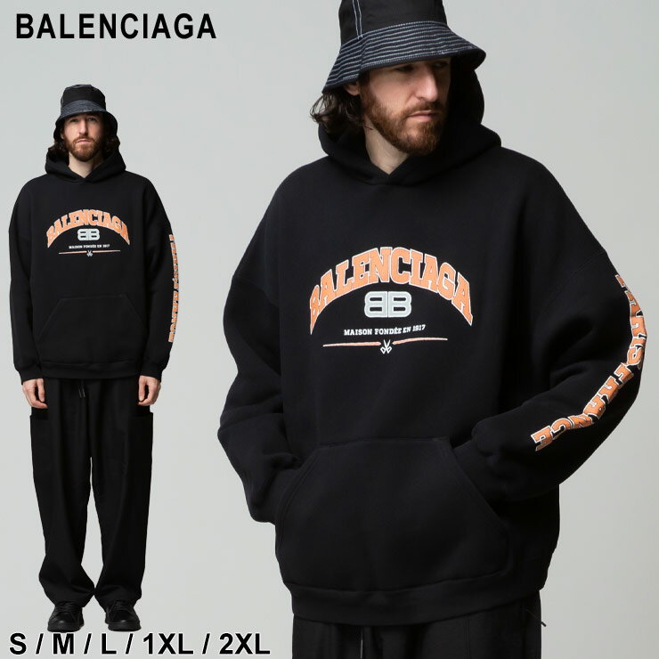 バレンシアガ メンズ パーカー BALENCIAGA 裏起毛 プリント プルオーバー Wide Fitブランド メンズ 男性 トップス パーカー 長袖 スウェット BC674986TLVJ2