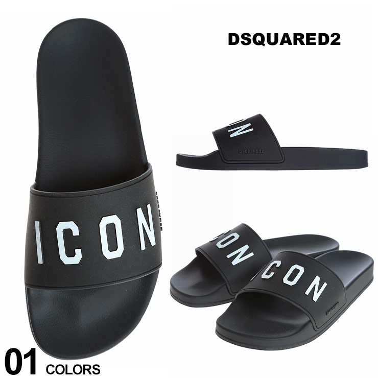 ディースクエアード メンズ サンダル DSQUARED2 ロゴICON スライドサンダル ブランド 男性 シューズ 靴 シャワーサンダル 黒 大きいサイズ D2M002317205014