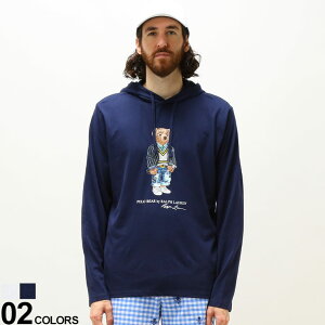 【限定クーポン配信中】 ポロラルフローレン メンズ Tシャツ 長袖 POLO RALPH LAUREN ポロベア BEARプリント フード付き ブランド 男性 トップス パーカー シャツ Tパーカー 白 ネイビー 大きいサイズ RL710853354 SALE_1_b