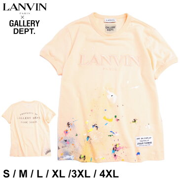 ランバン x ギャラリーデプト Tシャツ 半袖 メンズ Lanvin x GALLERY DEPT. ペイント 刺繍 クルーネック ブランド 男性 トップス シャツ ピンク 大きいサイズ LNTSG007J007P22