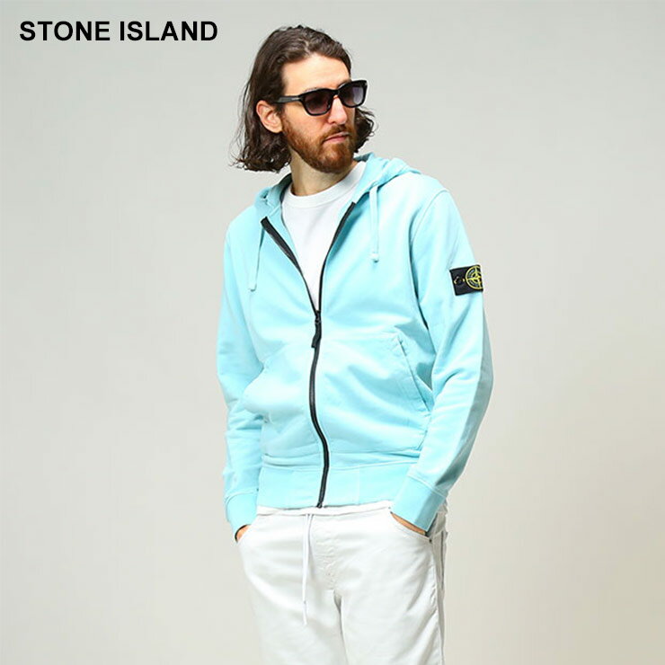 ストーンアイランド パーカー メンズ STONE ISLAND 袖ロゴ スウェット ジップ ブランド 男性 トップス 長袖 スウェット ピンク ライトグリーン 黄緑 ターコイズ 水色 大きいサイズ S M L XL 2XL SI761564251