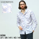 ギローバー シャツ メンズ ギローバー メンズ シャツ GUY ROVER ブランド トップス 長袖シャツ 柄シャツ 総柄 長袖 コットン 綿 綿100％ 白 シロ ホワイト 大きいサイズ GR2670L521264