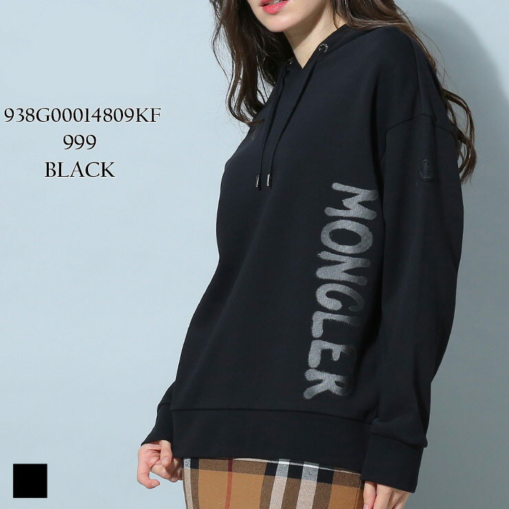 モンクレール レディース パーカー MONCLER ブランド トップス 長袖 スウェット スウェットシャツ プルオーバー ロゴ プリント H20938G00014809KF オーバーサイズ 黒 ブラック ルーズフィット MCL8G00014809KF SALE_8_a