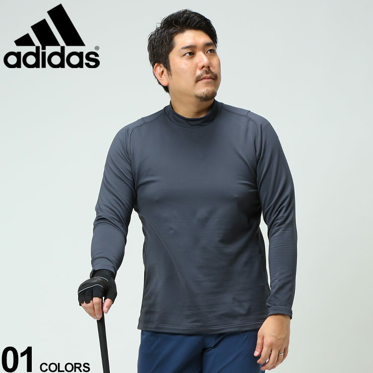 大きいサイズ メンズ adidas (アディダス) 裏起毛 モックネック 長袖 ゴルフ Tシャツ COLD RDY BASELAYER Tシャツ 長袖 ロンT スポーツ H11037