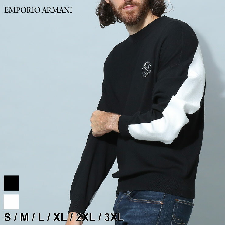 アルマーニ アルマーニ メンズ セーター エンポリオアルマーニ EMPORIO ARMANI ブランド ニット トップス プルオーバー バイカラー イーグル ロゴ 刺繍 薄手 大きいサイズ EA6L1MXA1MKZZ SALE_1_f