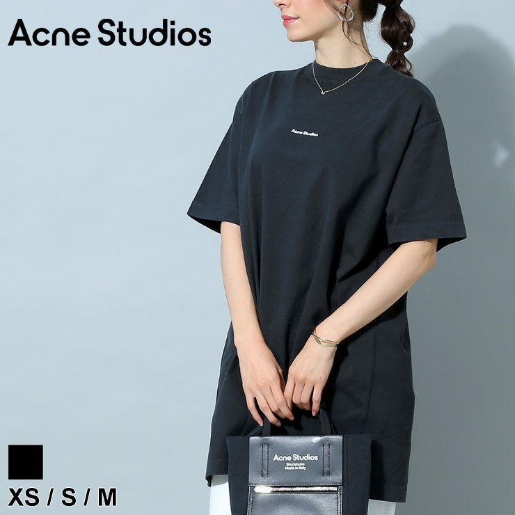 【クーポン利用で2,000円OFF】 アクネ ストゥディオズ レディース Tシャツ Acne Studios ブランド トップス ワンピース Tシャツドレス Tシャツワンピース ロゴ ロゴT プリントT オーバーサイズ 大きい クルーネック 半袖 シンプル コットン 綿100％ ACLA20281