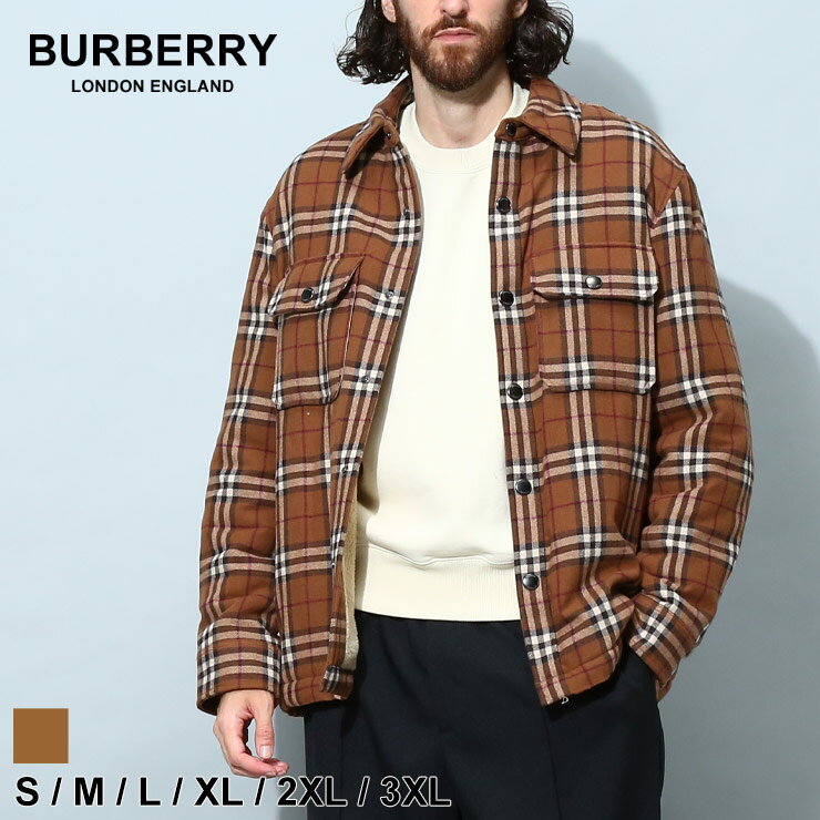 バーバリー バーバリー メンズ ブルゾン BURBERRY ブランド アウター トップス シャツ オーバーシャツ 裏ボア ヴィンテージチェック ウールコットン リラックスフィット BB8057372 SALE_2_a