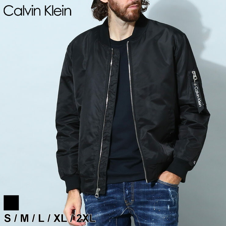 カルバンクライン アウター ジャケット メンズ Calvin Klein ブランド MA-1 ボンバージャケット フライトジャケット ブルゾン フルジップ 中綿 ck ロゴ 大きいサイズあり 黒 クロ CKCM154122 アウトレット