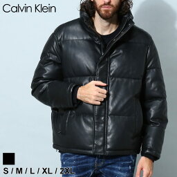カルバン・クライン カルバンクライン メンズ ブルゾン Calvin Klein ブランド レザージャケット アウター ジャケット フルジップ スタンド フェイクレザー 中綿 中わた ダウン シンプル CKCM191514