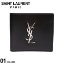 サンローラン メンズ 財布 Saint Laurent ブランド 二つ折り 財布 折り財布 ウォレット サイフ 小銭入れ ロゴ カーフレザー 本革 プレゼント ギフト 黒 クロ ブラック SLP4632490SX0E 2024_vt