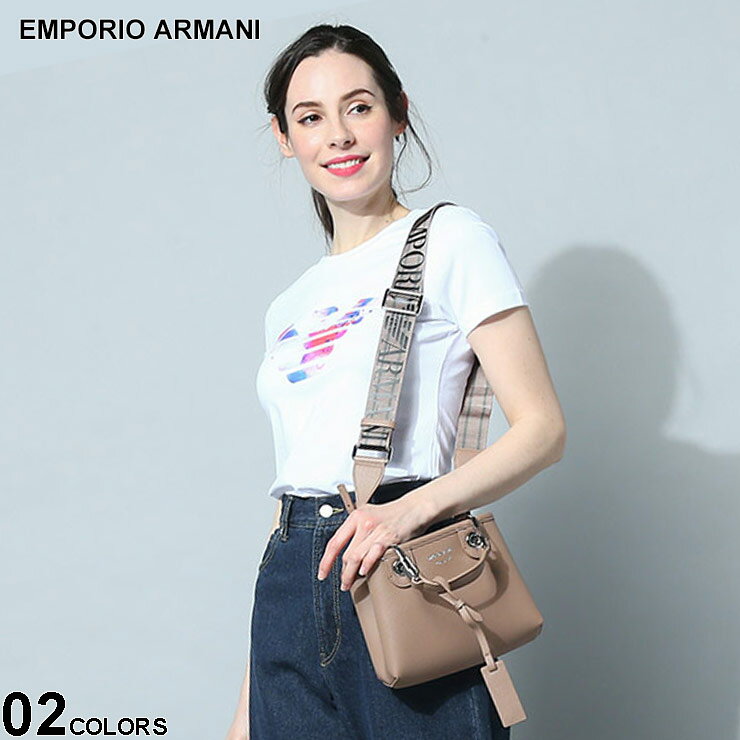 アルマーニ Tシャツ 半袖 エンポリオアルマーニ EMPORIO ARMANI レディース カットソー 黒 クロ 白 シロ プリント クルーネック ブランド トップス シャツ 大きいサイズあり EAL3R2T7N2J07Z SALE_8_a