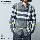 バーバリー トップス メンズ バーバリー チェックシャツ BURBERRY メンズ シャツ チェック ストレッチコットンポプリン ブランド トップス 長袖シャツ グレー 大きいサイズあり BB8065202