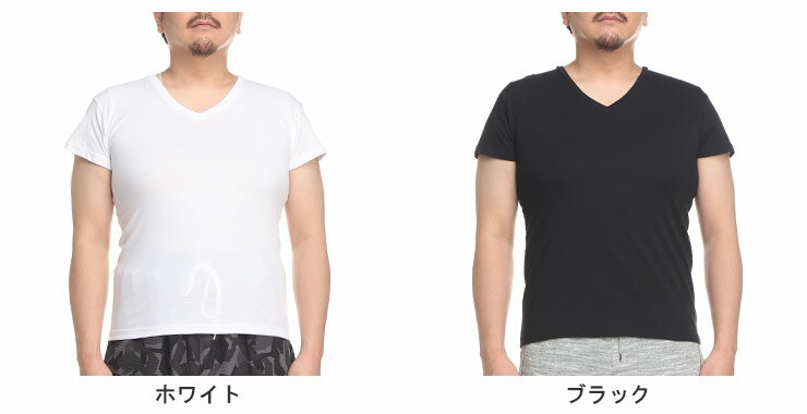 大きいサイズ メンズ SAKAZEN (サカゼン) ヒヤテック 接触冷感 ドライ Vネック 1分袖 Tシャツ アンダーシャツ インナー 半袖 BT363447H 2