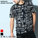 ヴェルサーチ Tシャツ VERSACE JEANS COUTURE カットソー メンズ 半袖 ベルサーチ 総柄 ロゴ ドゥードゥル プリント クルーネック ブランド トップス シャツ 大きいサイズあり VC74GAH6S2JS167 SALE_1_a