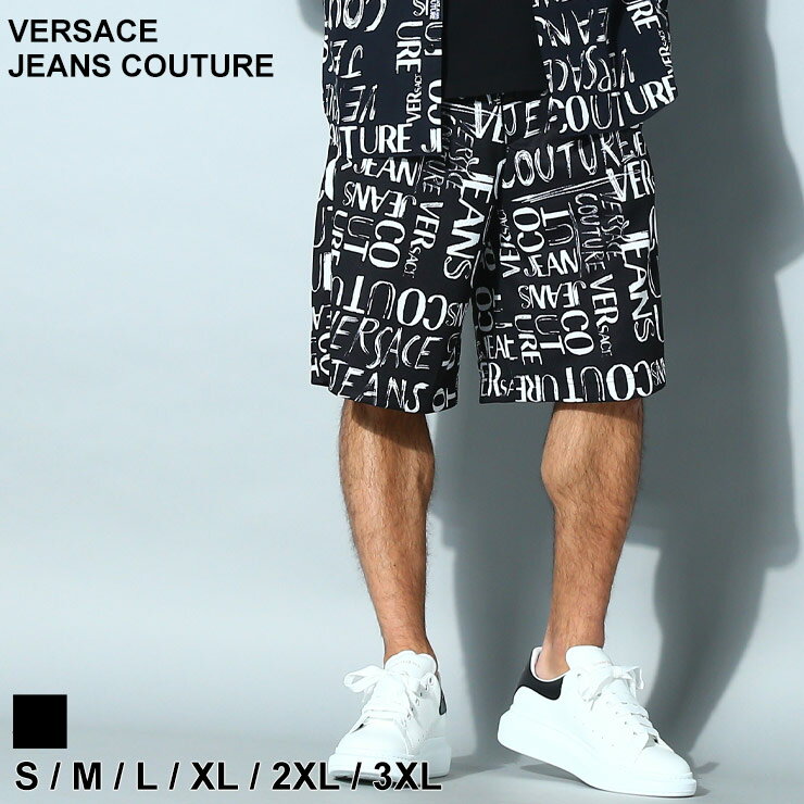 ヴェルサーチ VERSACE JEANS COUTURE パンツ ショートパンツ ハーフパンツ メンズ ベルサーチェ 総柄 ロゴ メッシュ ブランド ボトムス ショーツ クロ 黒 大きいサイズあり VC74GAD3B2JS165 SALE_3_a