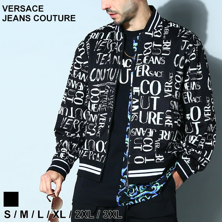 ヴェルサーチ VERSACE JEANS COUTURE アウター ライトアウター ジャケット メンズ ベルサーチ メッシュ ドゥードゥル ロゴ 総柄 フルジップ ブランド プリント 大きいサイズあり クロ 黒 VC74GAI330JS165 sale_1_e